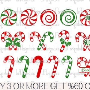 Pacchetto SVG Bastoncino di Zucchero, SVG di Natale, Cornice con Nome Diviso SVG, Bastoncino di Zucchero PNG, Fiocco SVG, File SVG per Cricut, Download di Disegni per Sublimazione