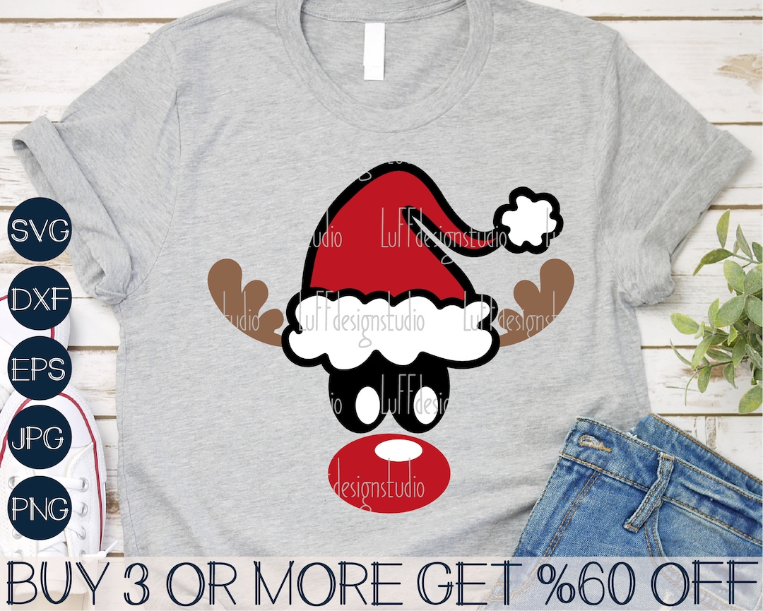 Reindeer SVG, Kids Christmas SVG, Reindeer Face SVG, Santa Hat Svg ...