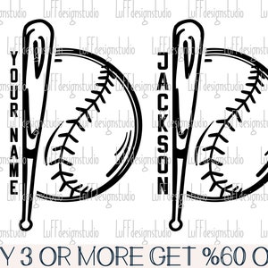 Split Baseball Monogram SVG, Half Softball Team Name SVG, Baseball Bat Svg, Fan, Png, Svg Files for Cricut, Sublimation Designs Downloads