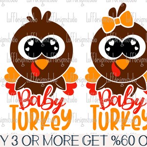 Baby Turkije SVG, Turkije SVG, Thanksgiving SVG, 1e Thanksgiving, clipart, png, bestanden voor de Cricut, silhouet, sublimatie ontwerpen downloads
