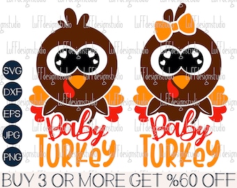 Baby Turkey SVG, Turkey SVG, Thanksgiving SVG, 1st Thanksgiving, Clipart, Png, Files For Cricut, Silhouette, Sublimation Designs Downloads