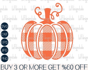 Buffalo Plaid Pompoen SVG, Herfst SVG, Pompoen SVG, Halloween SVG, Thanksgiving, PNG, Bestanden voor Cricut, Sublimatieontwerpen Downloads