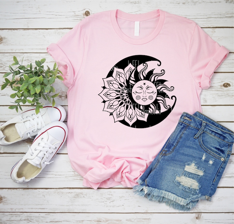 Sun and Moon SVG, Celestial SVG, Boho Crescent Moon SVG, Bohemian Shirt, Popular, Png, Svg Files For Cricut, Sublimation Designs Downloads image 4