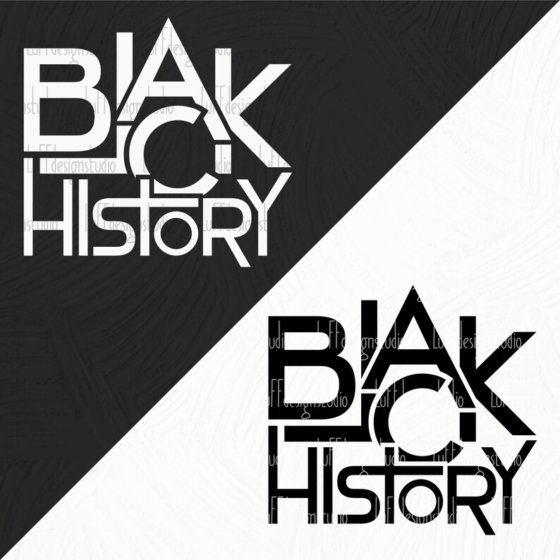 K&ouml;nnte beinhalten: Schwarzes History-Text-Grafikdesign in Wei&szlig; auf schwarzem Hintergrund und Schwarz auf wei&szlig;em Hintergrund. Der Text ist in einer fetten, serifenlosen Schrift.