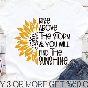 Tournesol SVG, monter au-dessus, demi tournesol PNG, citation, fleur, dicton, pochoir, fichiers pour Cricut, Silhouette, téléchargements de dessins par sublimation