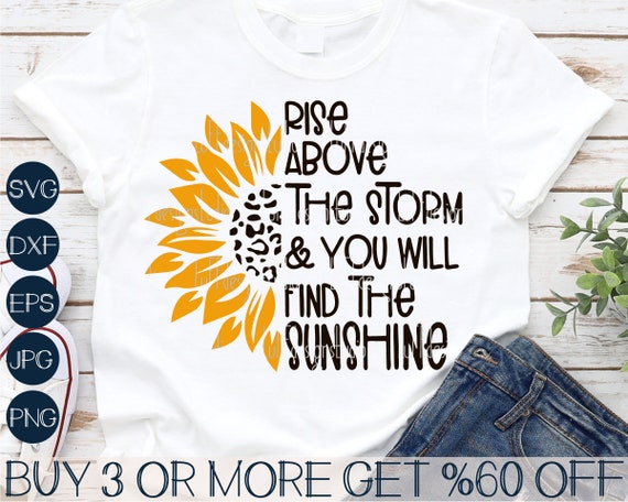 Download Sunflower Svg Rise Above Half Sunflower Png Quote Flower Etsy
