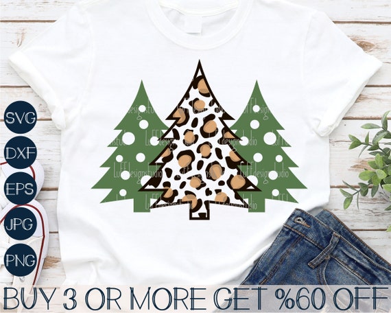 Christmas Tree SVG, Merry Christmas SVG, Leopard Pattern, Pine Trees, Cheetah, Png, Dxf, Svg Files For Cricut, Sublimation Designs Downloads