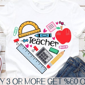 Valentine leraar SVG, 100 dagen school SVG, schoolbenodigdheden SVG, leraar shirt SVG, png, bestanden voor de Cricut, sublimatie ontwerpen downloads
