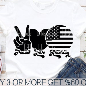 Paz, amor, Estados Unidos SVG, 4 de julio SVG, camiseta patriótica Svg, bandera estadounidense Svg, PNG, archivos Svg para Cricut, descargas de diseños de sublimación