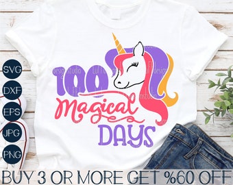 100 dagen school SVG meisjes, Unicorn SVG, meisjes 100e dag SVG, terug naar school Svg, Png, Svg-bestand voor Cricut, sublimatie ontwerpen downloads