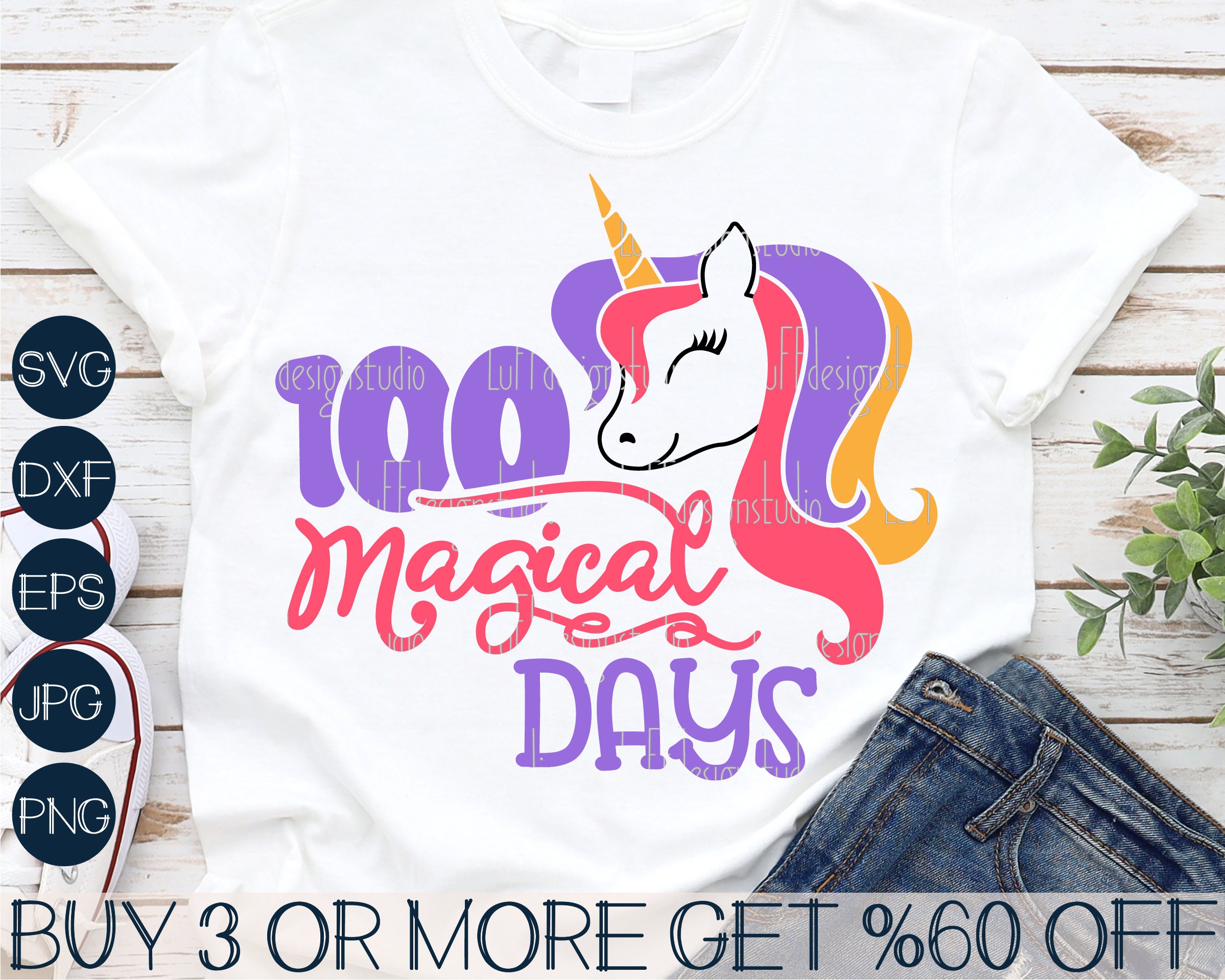 100 Days of School SVG Girls Unicorn SVG Girls 100th Day | Etsy