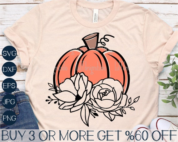 Pumpkin SVG, Thanksgiving SVG, Fall SVG, Floral Pumpkin Png, Autumn Svg, Halloween Svg, Svg Files for Cricut, Sublimation Designs Downloads