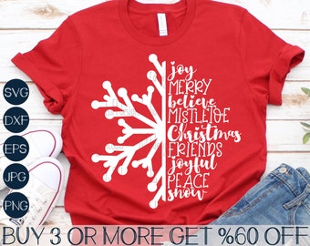 Christmas SVG, Snowflake SVG, Merry Christmas SVG, Christmas Shirt Svg, Winter Svg, Png, Svg File For Cricut, Sublimation Designs Downloads