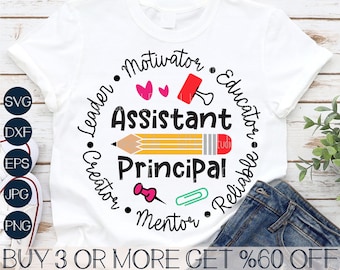 Assistant Principal SVG, School Staff SVG, Back To School SVG, Teacher Svg, Png, Dxf, Svg Files For Cricut, Sublimation Designs Downloads