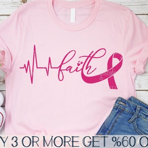 Geloof SVG, borstkanker SVG, Cancer Awareness SVG, Heart Beat Svg, lint, shirt, png, Svg-bestanden voor de Cricut, sublimatie ontwerpen downloads