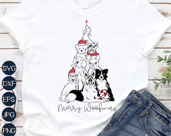 Dog Christmas SVG, Merry Woofmas SVG, Dog Christmas Tree SVG, Dog Mom Svg, Dog Lover Png, Svg File for Cricut, Sublimation Designs Downloads