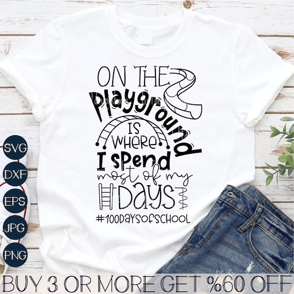 100 Days of School SVG, Back To School SVG, 100th Day of School SVG, Playground Svg, Png, Svg File For Cricut, Sublimation Designs Downloads