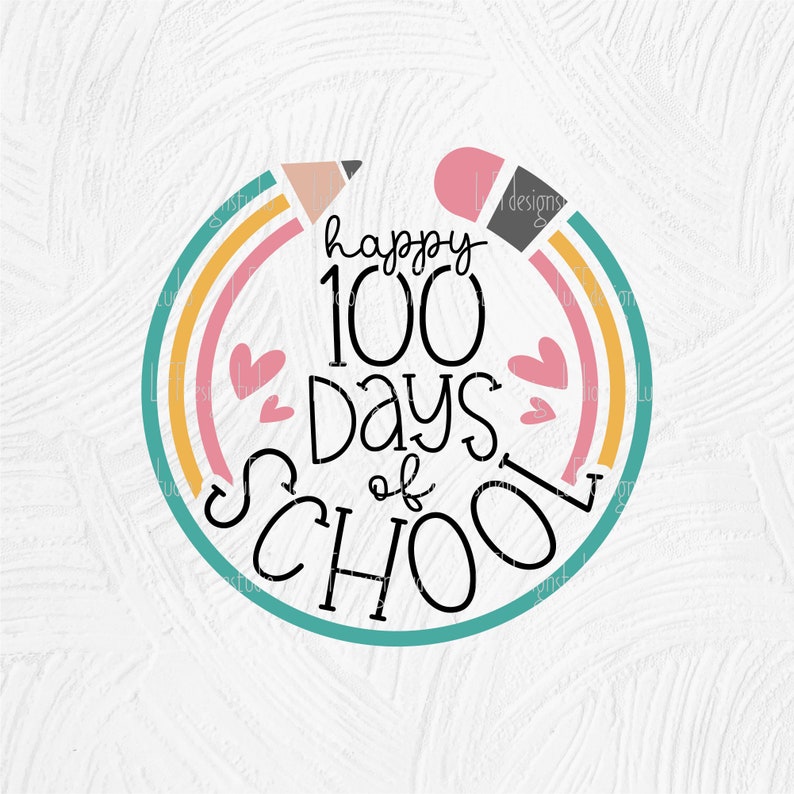 May include: A colorful circle graphic with a rainbow design and the text "happy 100 days of school" in black.