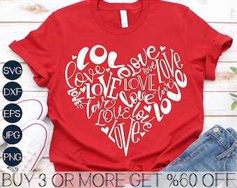 Valentine Heart SVG, Love Heart SVG, Love SVG, Valentines Svg, Heart Png, Shirt Svg, Svg Files For Cricut, Sublimation Designs Downloads