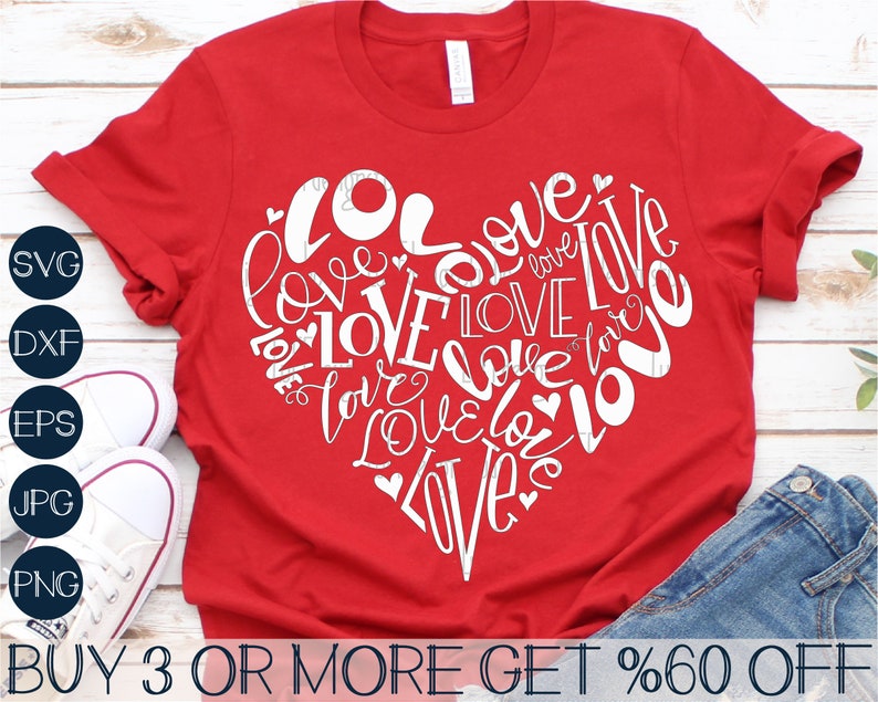 Valentine Heart SVG, Love Heart SVG, Love SVG, Valentines Svg, Heart Png, Shirt Svg, Svg Files For Cricut, Sublimation Designs Downloads image 1