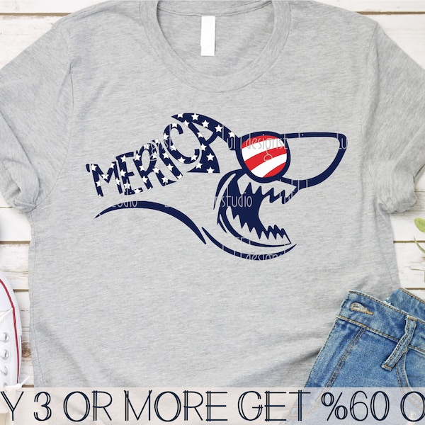 Patriotic Shark SVG, Merica SVG, Kids 4th of July SVG, Boys Fourth of July Svg, Png, Svg Files For Cricut, Sublimation Designs Downloads