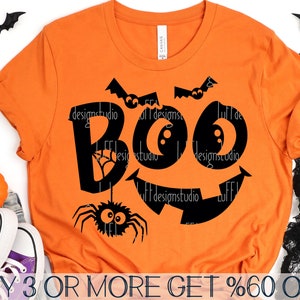 Kids Halloween SVG, Boo SVG, Pumpkin Face SVG, Funny Halloween Shirt Svg, Spider Svg, Png, Files for Cricut, Sublimation Designs Downloads