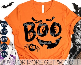 Kids Halloween SVG, Boo SVG, Pumpkin Face SVG, Funny Halloween Shirt Svg, Spider Svg, Png, Files for Cricut, Sublimation Designs Downloads