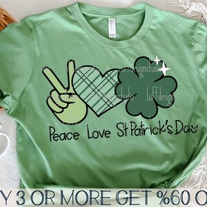 Peace Love St Patricks Day SVG, Shamrock SVG, Funny St Patty's Day Shirt Svg, hart Png, bestanden voor Cricut, sublimatie ontwerpen downloads