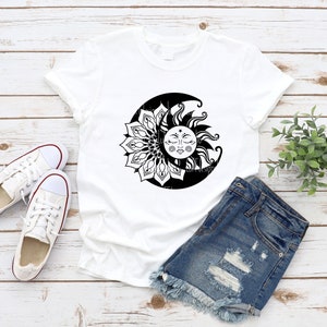 Sun and Moon SVG, Celestial SVG, Boho Crescent Moon SVG, Bohemian Shirt, Popular, Png, Svg Files For Cricut, Sublimation Designs Downloads image 3
