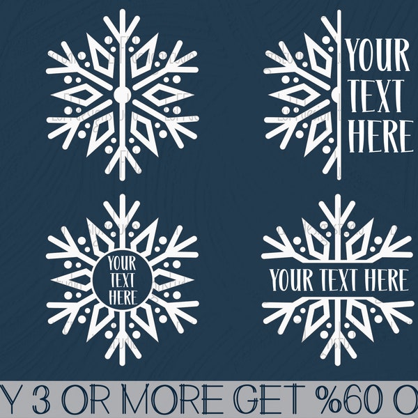 Split Snowflake SVG, Snowflake Monogram SVG, Winter SVG, Personalized Snowflake Svg, Png, Svg File For Cricut, Sublimation Designs Downloads