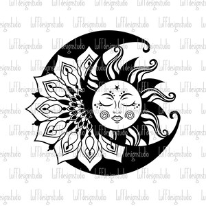 Sun and Moon SVG, Celestial SVG, Boho Crescent Moon SVG, Bohemian Shirt, Popular, Png, Svg Files For Cricut, Sublimation Designs Downloads image 5