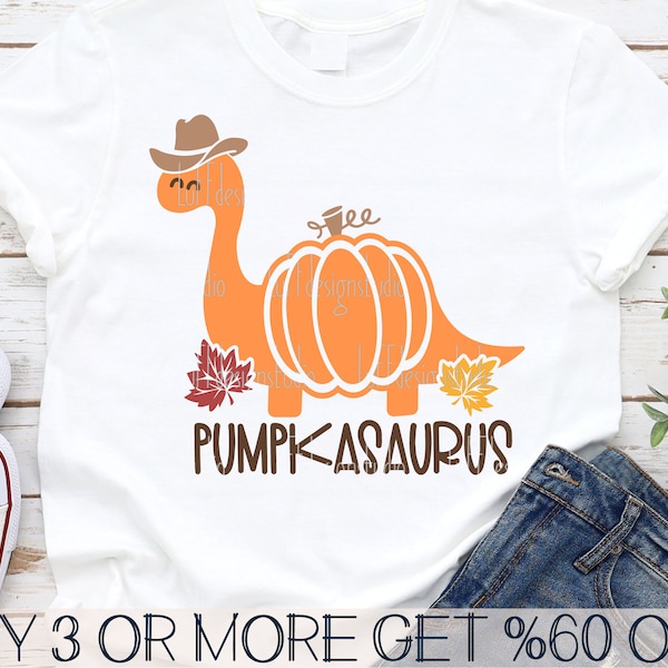 Boys Halloween Dinosaur SVG, Kids Thanksgiving Dino SVG, Pumpkin SVG, Pumpkasaurus Svg, Png Files for Cricut, Sublimation Designs Downloads