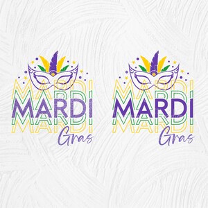 Mardi Gras SVG, Glitter Mardi Gras-skjorta PNG, Mask SVG, Louisiana Svg, New Orleans Svg, Svg-filer för Cricut, Sublimeringsdesignnedladdningar bild 4