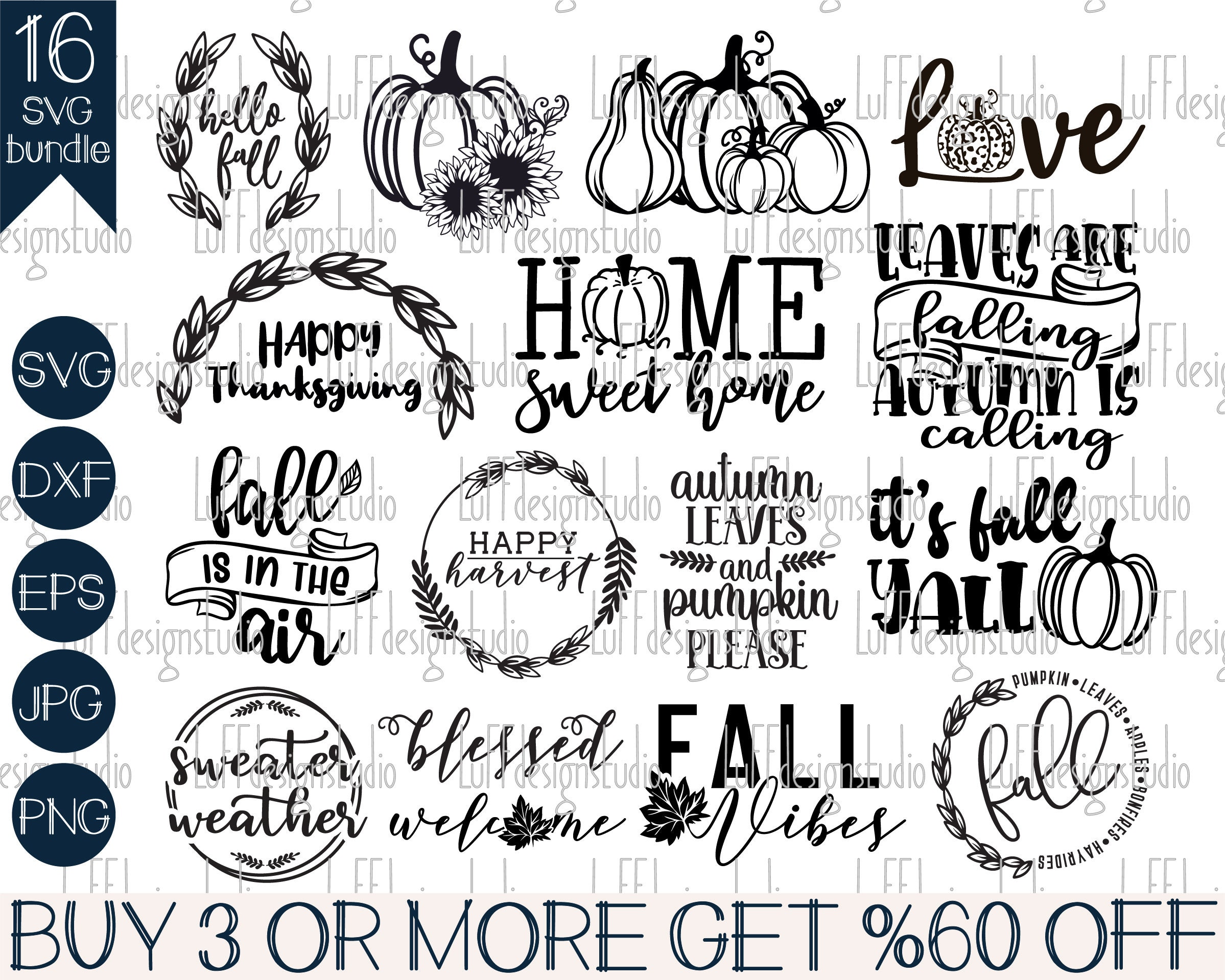Fall SVG Bundle, Fall Shirt SVG, Pumpkin SVG, Thanksgiving, Halloween…