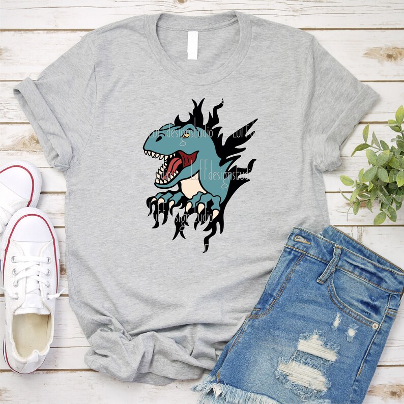 Dinosaur SVG, Ripped Shirt Dino SVG, T Rex Scratch SVG, Mama Daddy ...