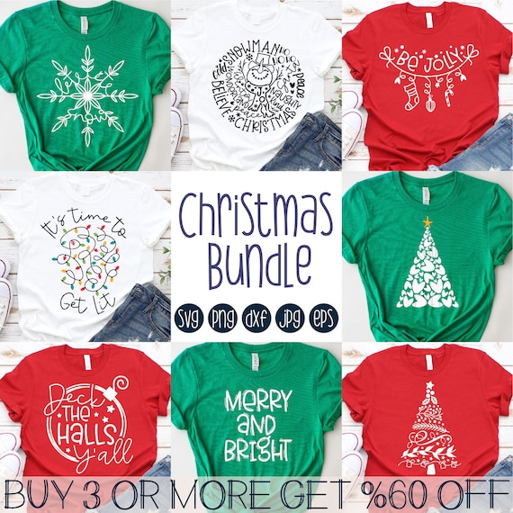 Christmas SVG Bundle: Tree, Snowflake, Snowman Designs (Digital Download)