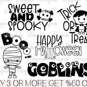 Halloween SVG Bundle, Trick or Treat Svg, Spooky Svg, Mummy SVG, Goblins SVG, Png, Svg Files for Cricut, Sublimation Designs Downloads