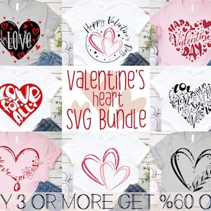 Heart SVG Bundle, Valentine SVG, Love SVG, Valentine Shirt Svg, Valentines Day Heart Png, Svg File For Cricut, Sublimation Designs Downloads