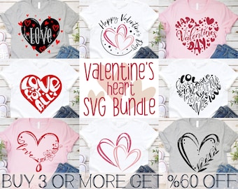 Heart SVG Bundle, Valentine SVG, Love SVG, Valentine Shirt Svg, Valentines Day Heart Png, Svg File For Cricut, Sublimation Designs Downloads