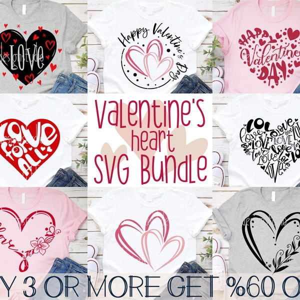 Herz SVG Bundle, Valentinstag SVG, Liebe SVG, Valentinstag Shirt Sofort, Valentinstag Herz Png, SVG, Datei für Cricut, Sublimation Designs Downloads