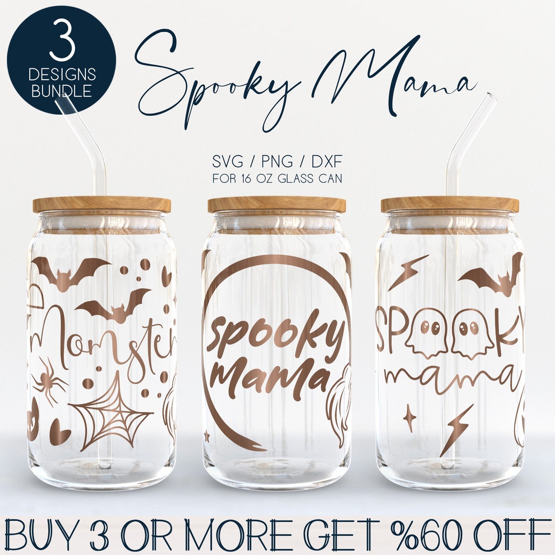 Halloween Mama Libbey Glass SVG Bundle, Momster 16oz Beer Can Wrap Svg ...