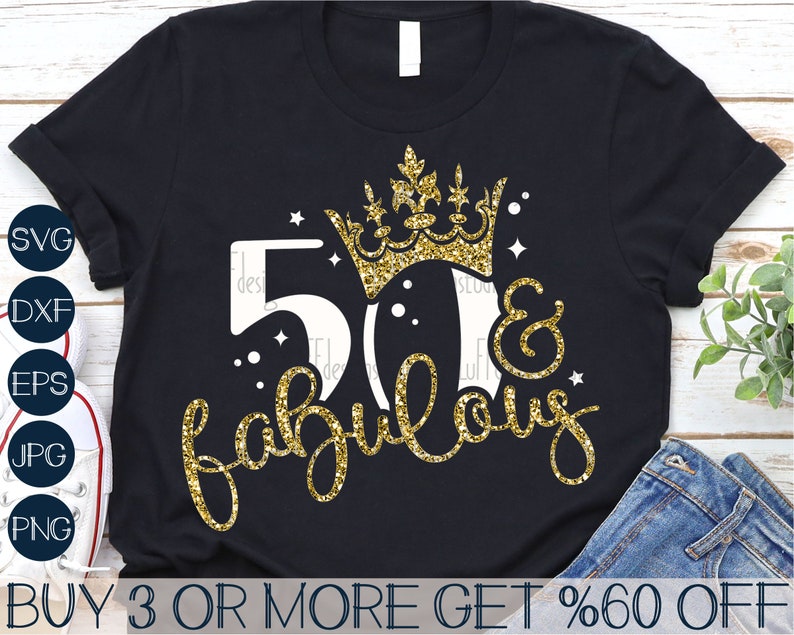50º Aniversário SVG, 50 e Fabuloso SVG, Rainha do Aniversário SVG, É Meu Aniversário SVG, Coroa PNG, Arquivos para Cricut, Downloads de Designs de Sublimação imagem 1