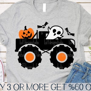 Barn Halloween SVG, Monster Truck SVG, Pumpa SVG, Spöke Svg, Fladdermus, Rolig, Skjorta, Png, Svg-filer för Cricut, Sublimeringsdesigner Nedladdningar