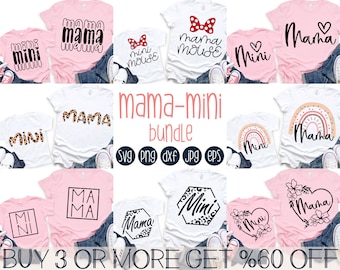 Lot maman et mini SVG, maman et moi SVG, lot SVG fête des mères, chemise assortie Svg, Png, fichiers pour Cricut, téléchargements de motifs par sublimation