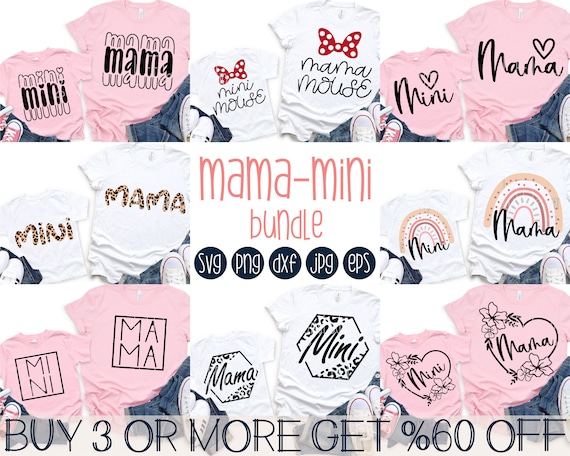 Mama and Mini SVG Bundle, Mommy and Me SVG, Mothers Day SVG Bundle, Matching Shirt Svg, Png, Files For Cricut, Sublimation Designs Downloads