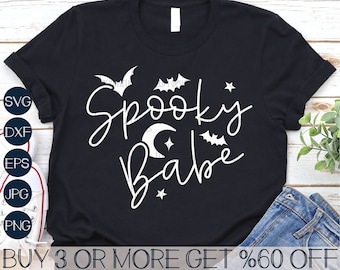 Spooky Babe SVG, Halloween SVG, Spooky Season SVG, Spooky Vibes Svg, Halloween Mom Png, Svg Files for Cricut, Sublimation Designs Downloads