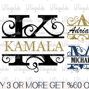 Split Monogramm SVG, Split Alphabet SVG, Monogramm Rahmen Buchstabe Schrift, Nachname SVG, Familien Monogramm SVG, Glowforge SVG, SVG-Dateien für Cricut