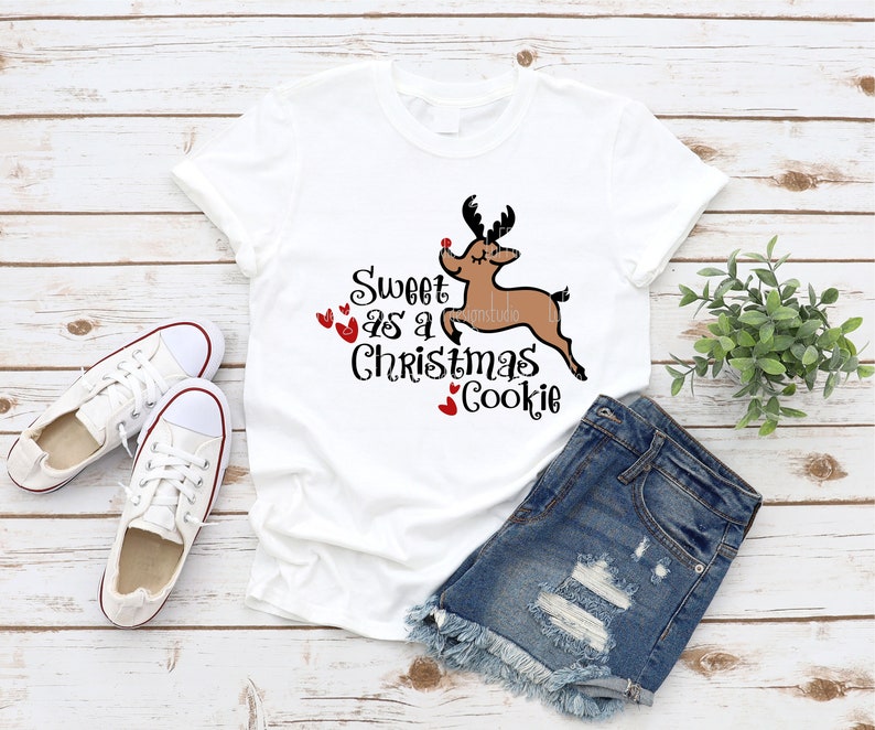 Ren SVG, Barn Jul SVG, Söt Som En Julkaka SVG, Rolig T-shirt Svg, Png, Svg-filer för Cricut, Sublimeringsdesign Nedladdningar bild 3