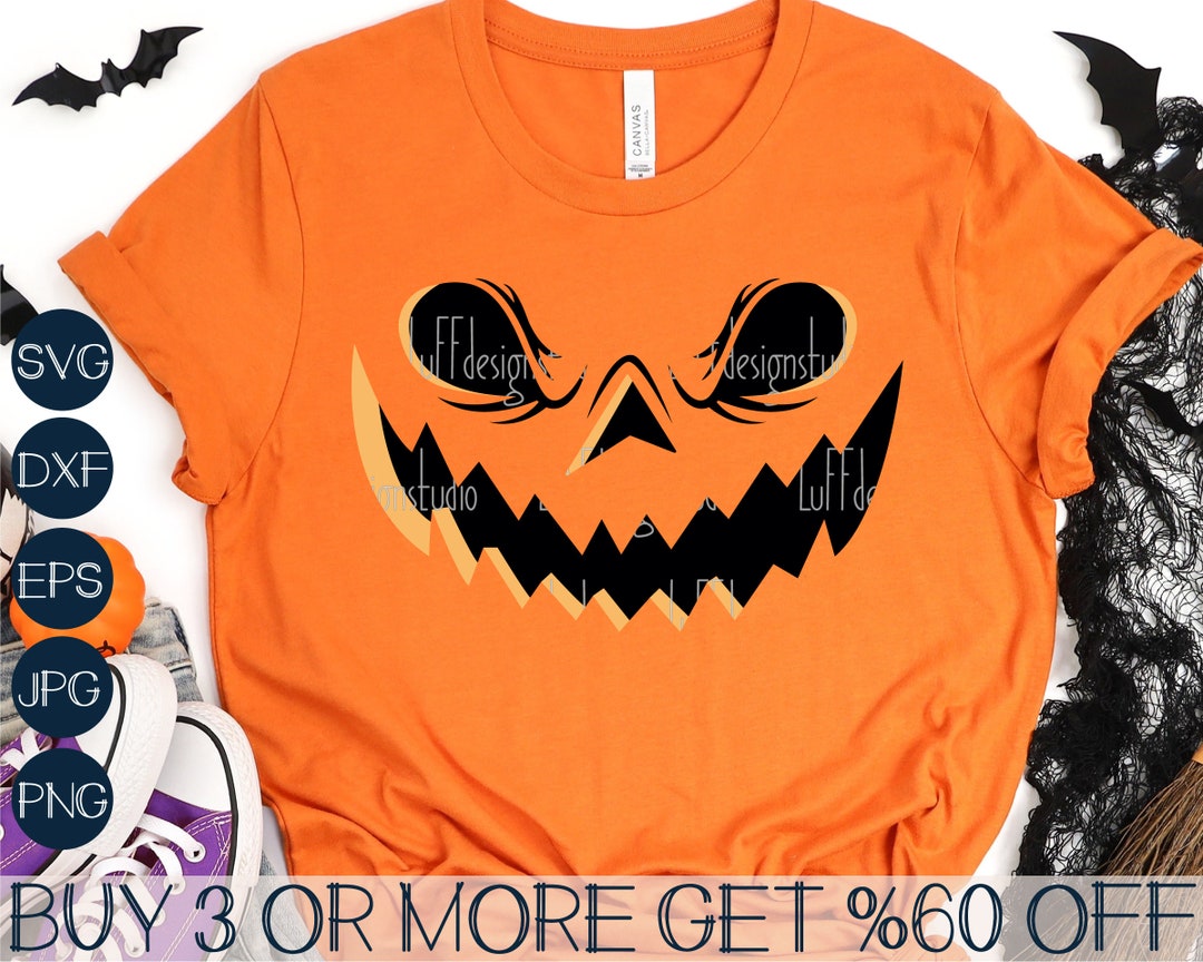 Scary Pumpkin Face SVG, Jack O Lantern SVG, Boys Halloween SVG, Spooky ...