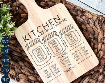 Kitchen Conversions Cutting Board SVG: Laser Cut Files